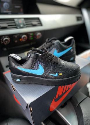 Nike air force 1 low black blue4 фото