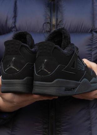 Шикарні чоловічі кросівки "air jordan retro 4 fur black cat winter "3 фото