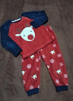 Пижама комплект зимняя флис олени
