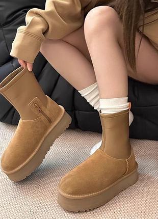 Угг угги уггі ugg classic dipper чорні та коричневі5 фото