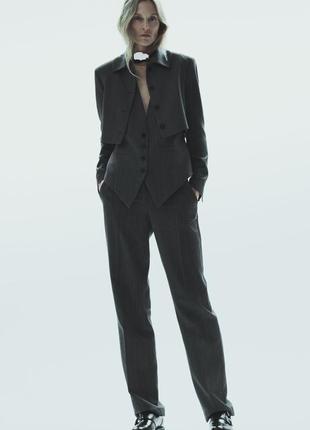Стильный брючный костюм тройка от zara, жакет, брюки, жилет2 фото
