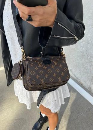 Сумка lv louis vuitton multi pochette brown/black2 фото