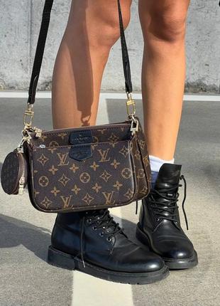 Сумка lv louis vuitton multi pochette brown/black