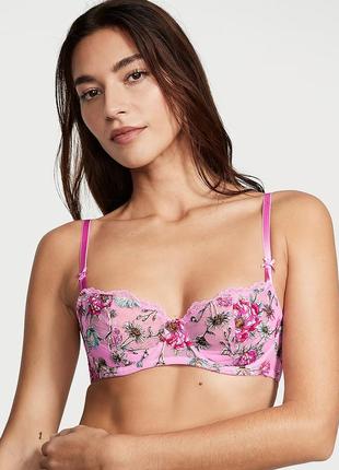 Бюстгальтер-балконет victoria's secret dream angels wicked unlined floral embroidery balconette bra size 38 b