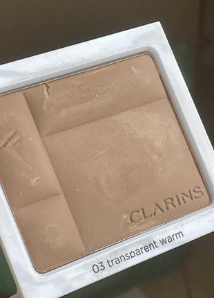 Оригінал! компактна мінеральна пудра для обличчя clarins ever matte radiant matifying powder, 03 transparent warm1 фото