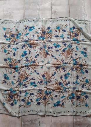 Платок  хустка шелковый голубой авторский франция цветоный прин3 фото