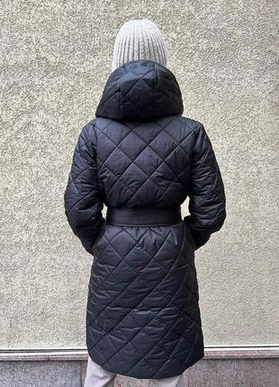 Женское зимнее пальто с пояском женская зимняя куртка зима удлиненная длинная белая черная малина розовая наложка после платья2 фото