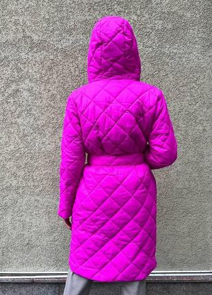 Женское зимнее пальто с пояском женская зимняя куртка зима удлиненная длинная белая черная малина розовая наложка после платья8 фото