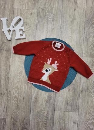 Красивый и качественный новогодний свитер для девочки1 фото