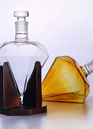 Графін resteq 1000 мл, декантер для алкогольних напоїв у формі діаманта. графін для виски, штоф для горілки