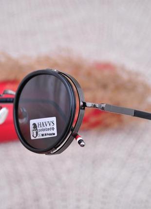 Фирменные круглые солнцезащитные очки havvs polarized с боковой шорой5 фото