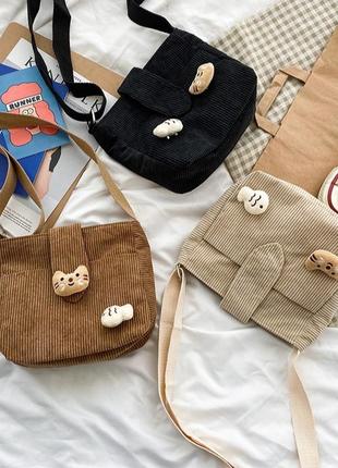 Сумка шоппер котик с рыбкой черный