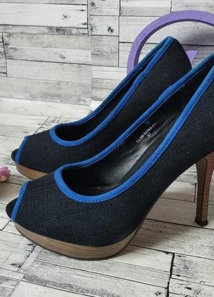 Туфли kira plastinina женские черные с синим контуром размер 37