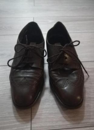 Кожаные туфли на шнурках/броги1 фото