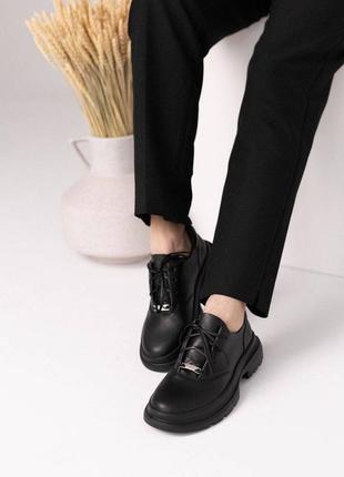 Туфли женские кожаные оксфорды черные 5837493 фото