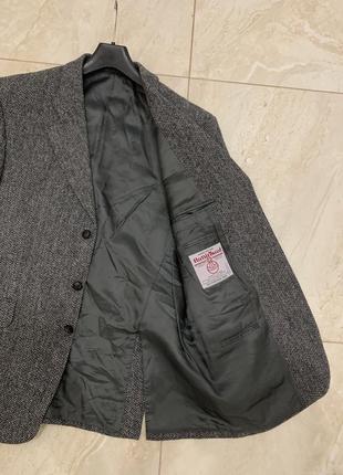 Винтажный твидовый пиджак серый harris tweed оригинал7 фото