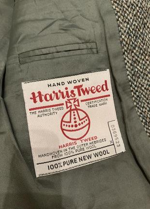 Винтажный твидовый пиджак серый harris tweed оригинал6 фото