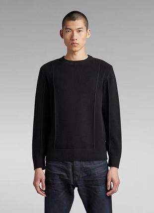 Вʼязаний светр, джемпер g-star raw structure r regular fit knitted sweater black