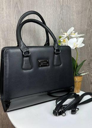 Стильная женская сумка, крутая женская черная сумочка городская огородская1 фото