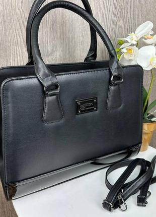 Стильная женская сумка, крутая женская черная сумочка городская огородская8 фото