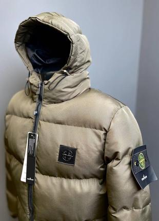 Куртка зимняя stone island хаки4 фото