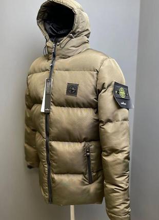 Куртка зимняя stone island хаки1 фото