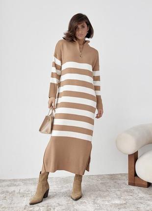 Вязаное платье oversize в полоску1 фото