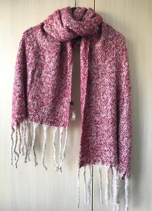 Великий об'ємний шарф букле / червоний меланж / дреди