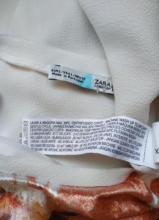 Стильна футболочка zara з комбінованої тканини з принтом красивих квітів6 фото