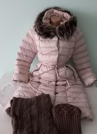 Пуховик куртка женская шапка хомут 44-48 зима