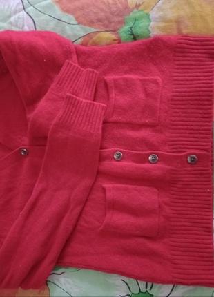 Кардиган шерстяной красного цвета 100% шерсть wool кофта на пуговицах брендовая8 фото