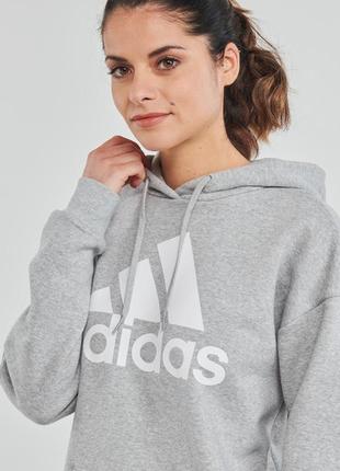 Женское флисовое серое худи adidas essentials logo fleece (hd1748). оригинал. размер m3 фото