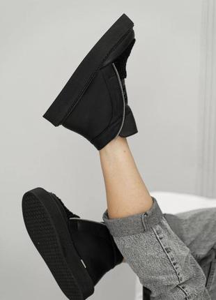 Черные зимние кроссовки из натуральной кожи5 фото