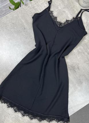 Плаття - в білизняному стилі, asos чорнe з кружевом ,2 фото