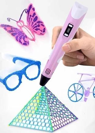 Крутая 3d-ручка с lcd экраном 3dpen полный набор пластик и трафареты6 фото