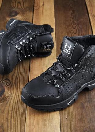 Топовые черные качественные зимние ботинки, полуботинки мужские кожаные с мехом,натуральная кожа на зиму8 фото