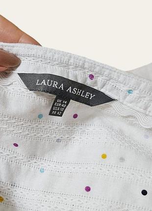 Сорочка-блуза laura ashley біла в дрібний горошок5 фото