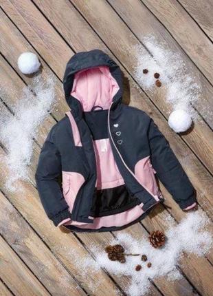 Куртка лыжная синяя розовая девочка 86/922 фото
