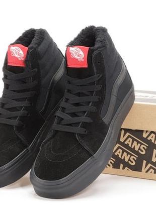 ❄️ vans old skool high black❄️❤️ 36рр-45рр❤️ кроссовки мужские зимние ванс олд скул черные, кроссовки мужские зимние с мехом