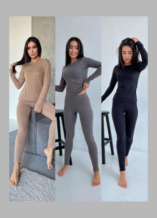 Термо белье женское теплое зимнее нижнее плюшевое белье комплект водолазка кофта...