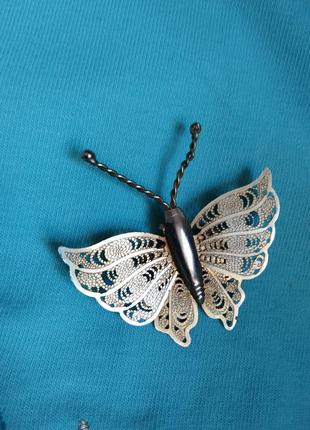 Брошка метелик філігрань вінтаж франція8 фото
