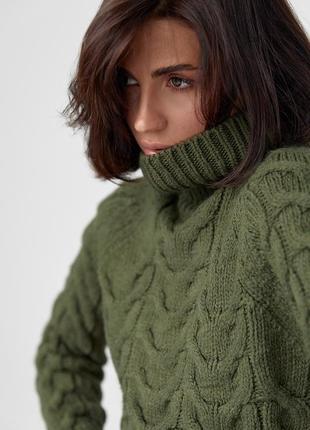 Женский свитер из крупной вязки в косичку артикул: 46457 фото