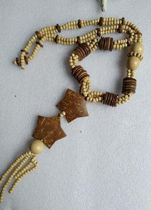 Сотуар колье деревянное со звездами звезда винтаж франция