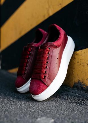 Кросівки alexander mcqueen «dark red» кросівки8 фото