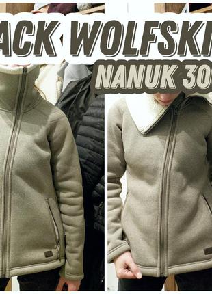 Jack wolfskin nanuk 300 жіноча кофта на овчині зимова осіння тепла джек вольфскін з високим горлом коміром софтшел куртка демісезонна фліска4 фото