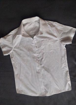 Белая рубашка классическая для мальчика размер 140-146, 9-10 лет, короткий рукав, для школы3 фото
