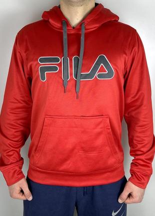 Fila кофта балахон s размер флисовая красная с лого оригинал