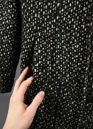 Hugo boss женское шерстяное твидовое длинное пальто черно белое размер l xl