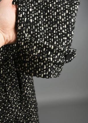 Hugo boss женское шерстяное твидовое длинное пальто черно белое размер l xl