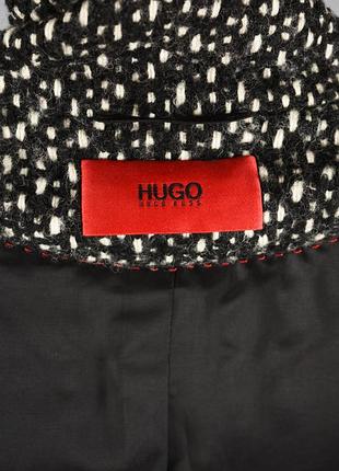 Hugo boss женское шерстяное твидовое длинное пальто черно белое размер l xl